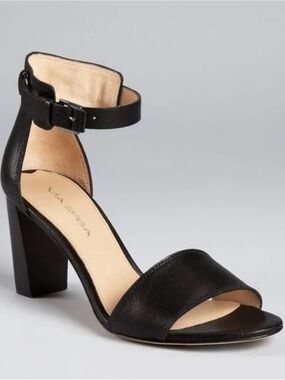 Via Spiga Christina City Leather Block Heel Sandals Black 8M